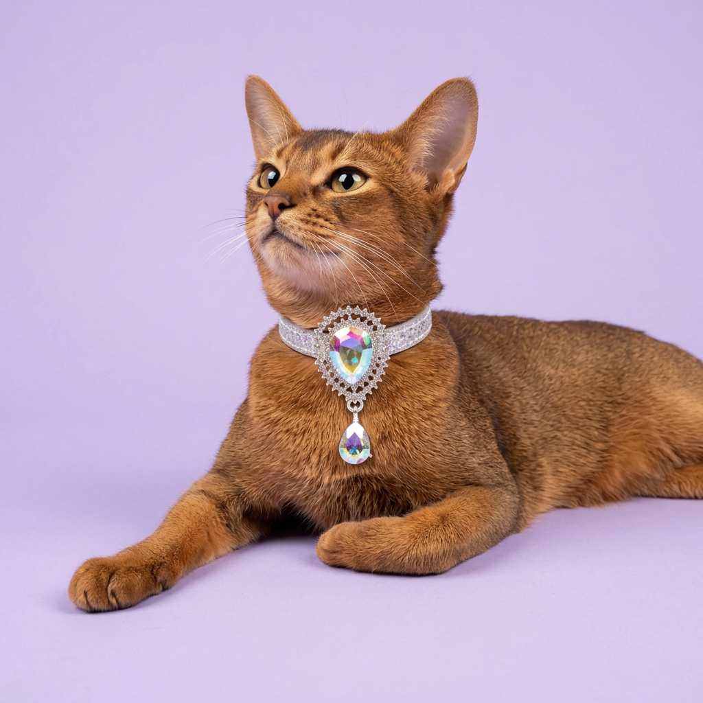 Reclining Abyssinian with an upward glance