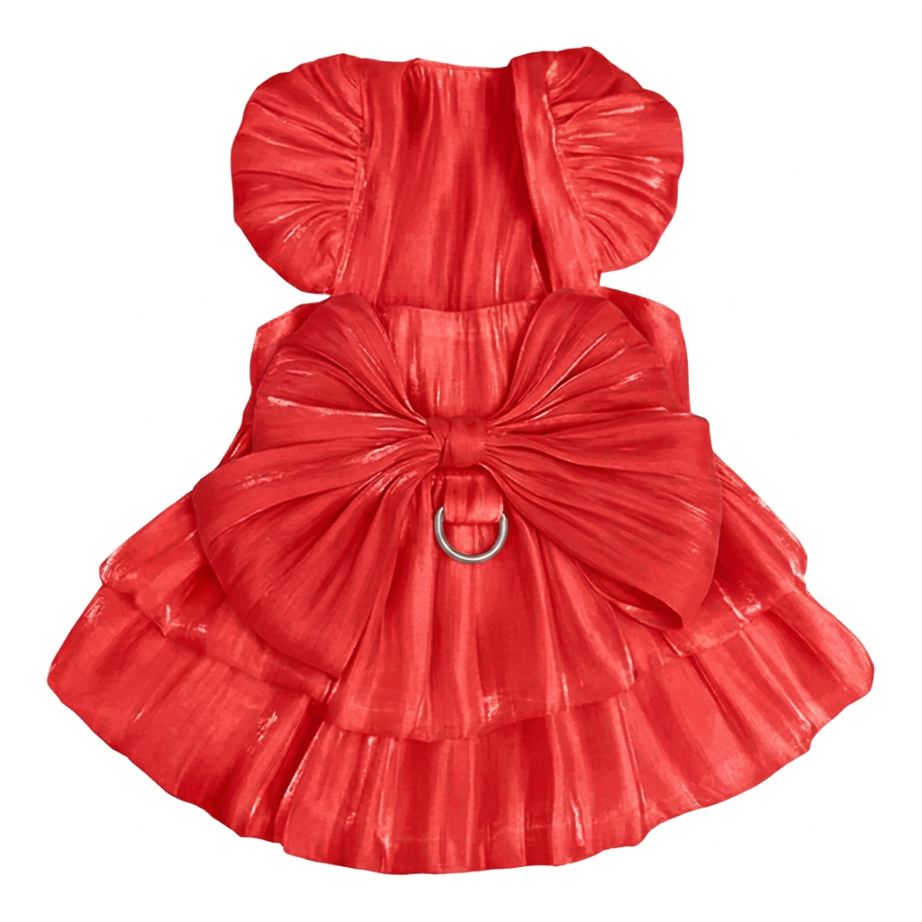 Red bow pet dress on white