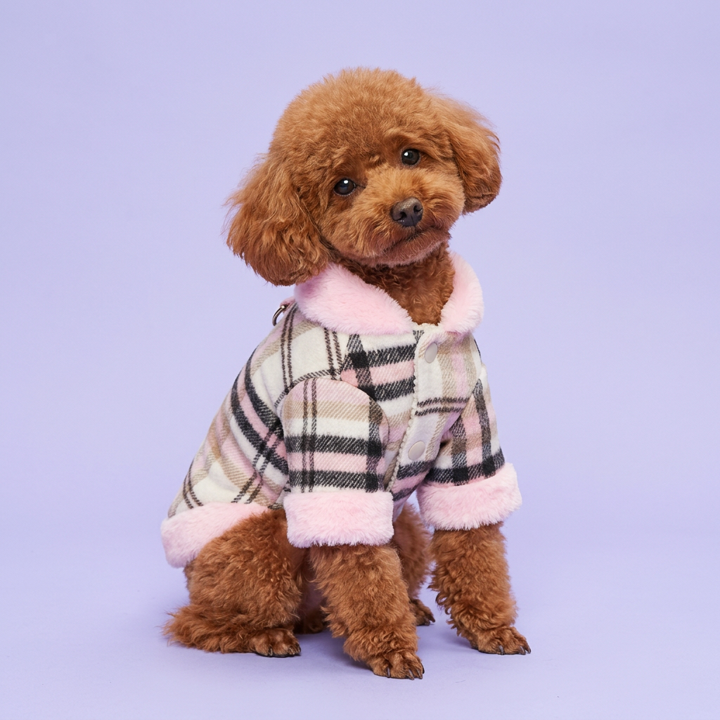 Red toy poodle seated with a gentle head tilt