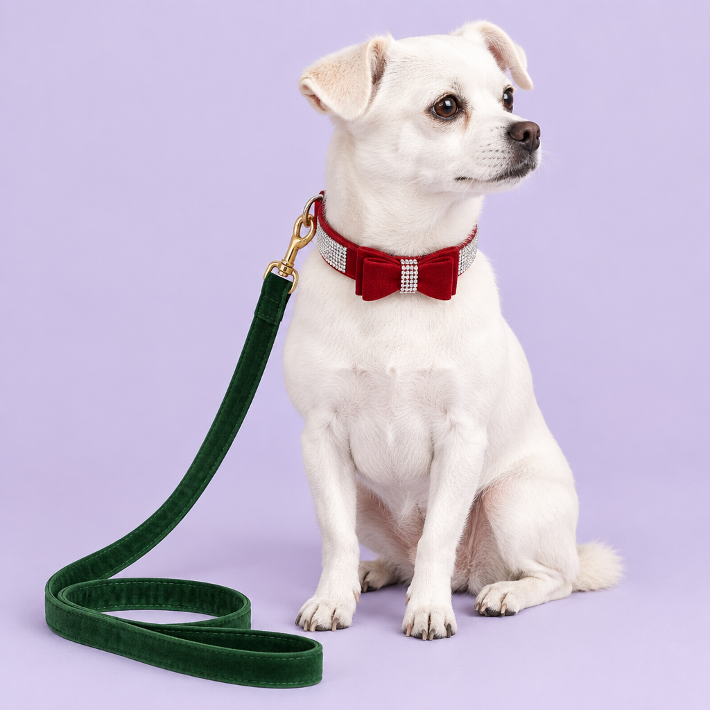 Red velvet bow collar
