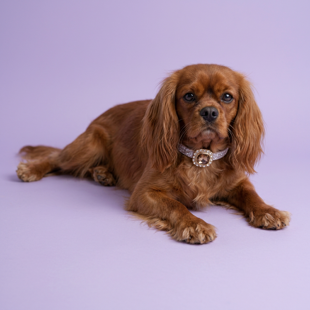 Ruby Cavalier resting with its head raised