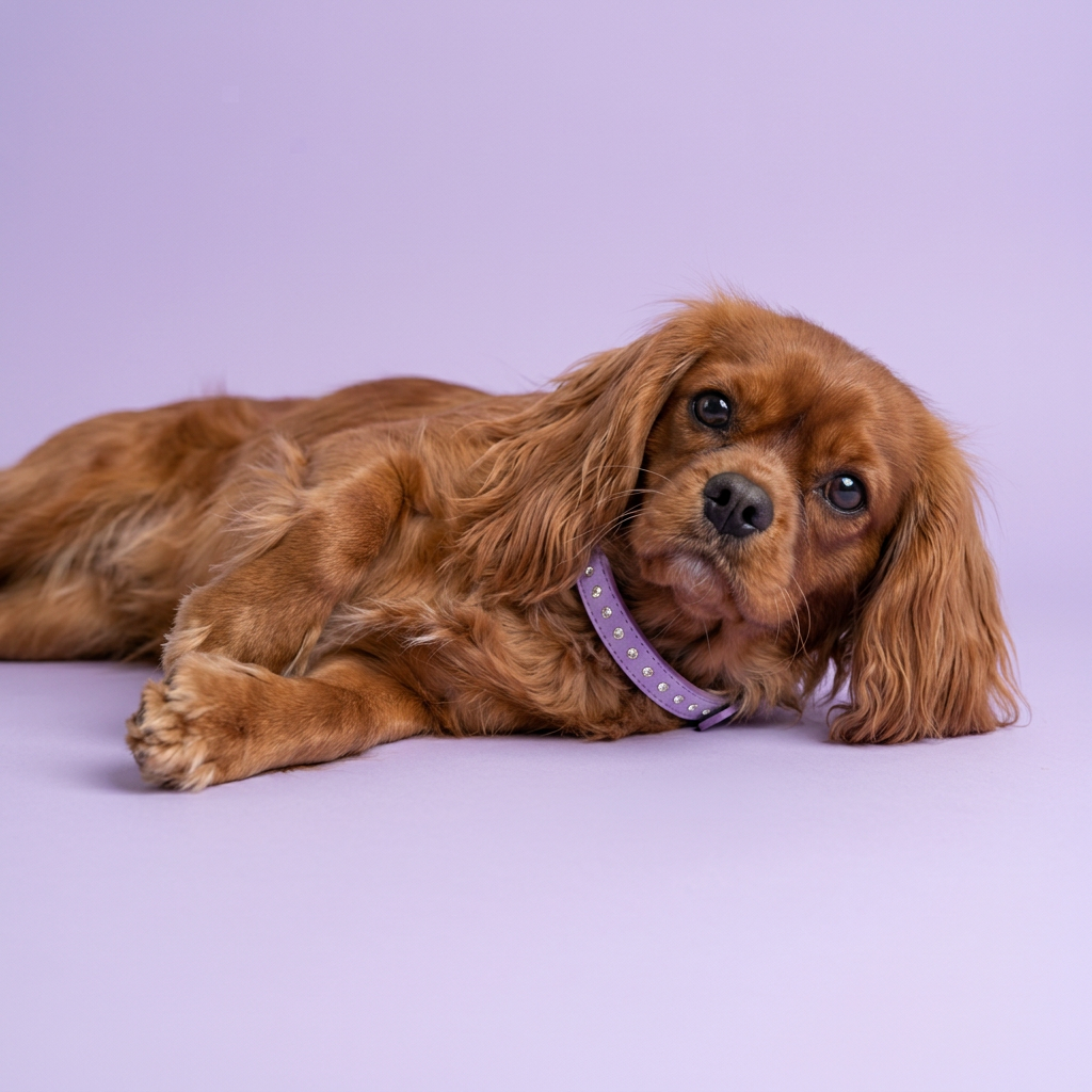 Ruby Cavalier resting with its head raised