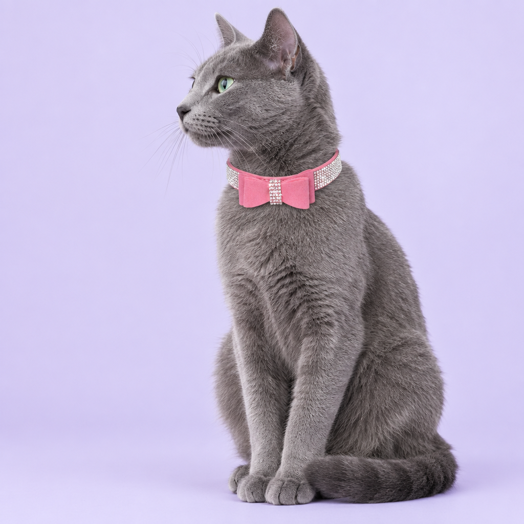 Russian Blue cat seated in profile