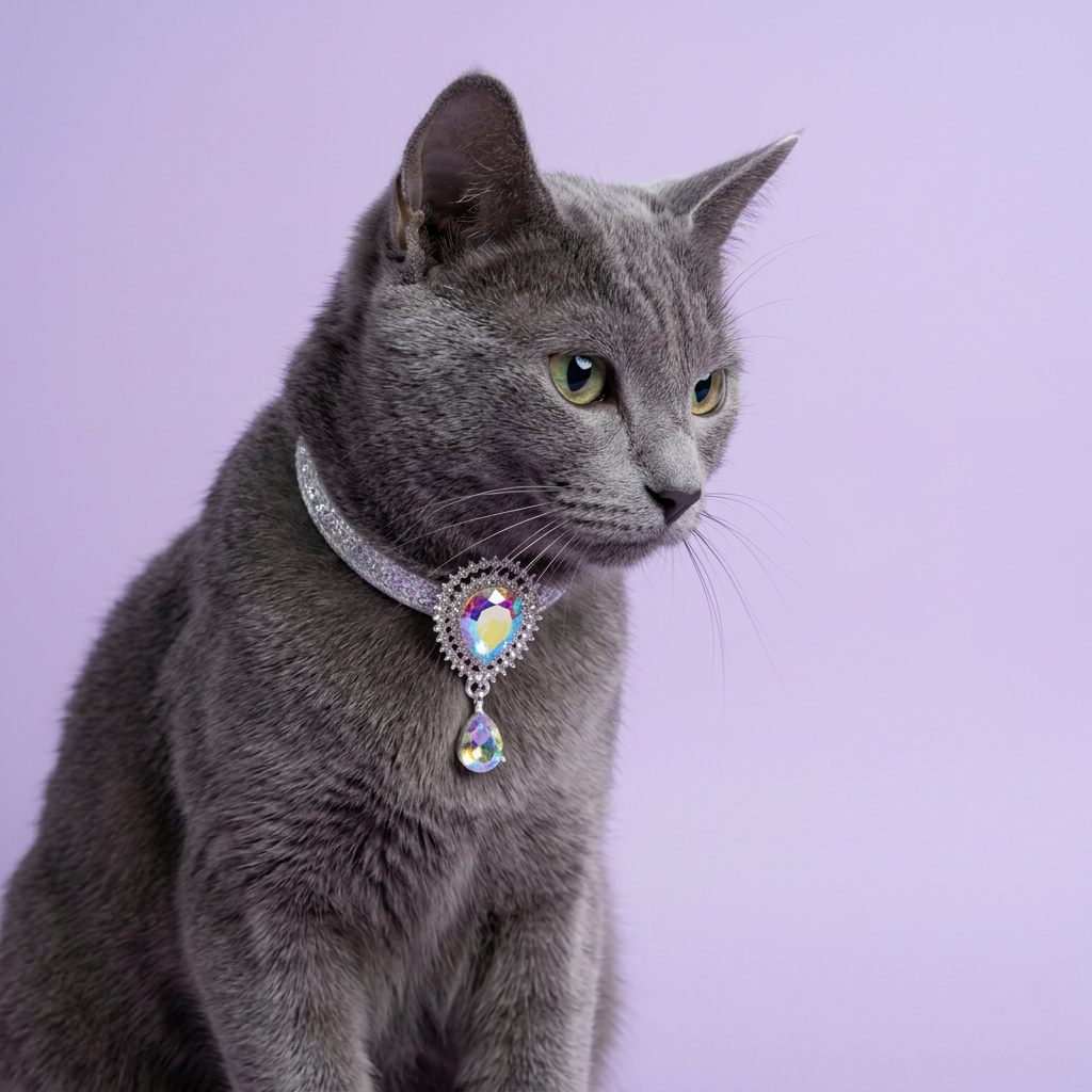 Russian Blue in an off-center chest portrait