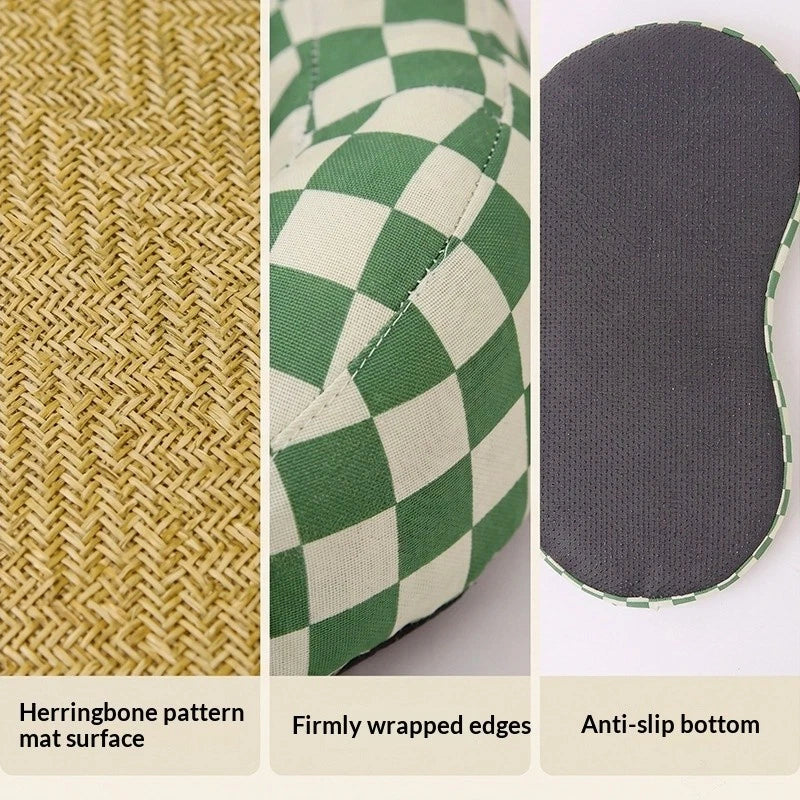Green & White Checkered Cooling Pet Bed with Bolster