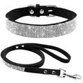 Black Rhinestone Pet Collar & Leash Set | Soft Suede Sparkle Collar and Matching Leash for Dogs & Cats
