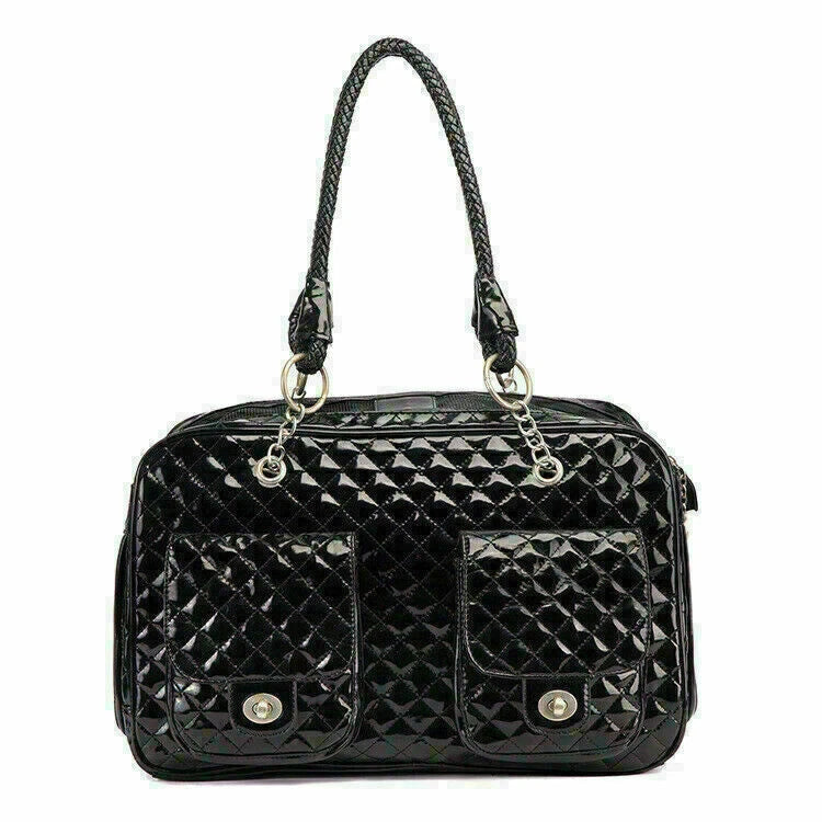 Camille Quilted Pet Carrier Bag – Black