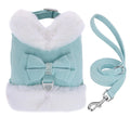 Blue Plush Bow Dog Harness & Leash Set