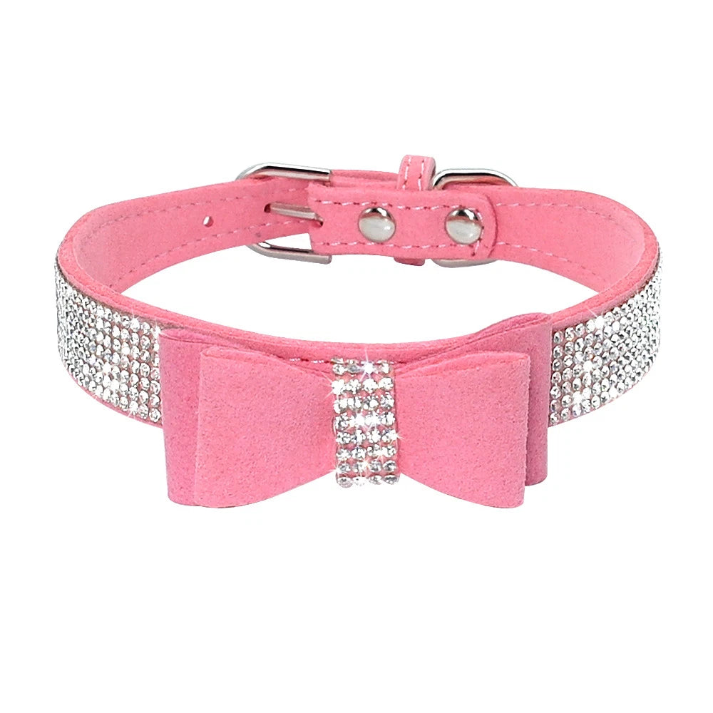 Pink Crystal Bow Dog & Cat Collar