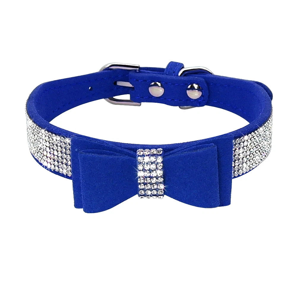 Blue Crystal Bow Dog & Cat Collar