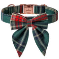Green & Red Plaid Long-Bow Collar for Dogs & Cats