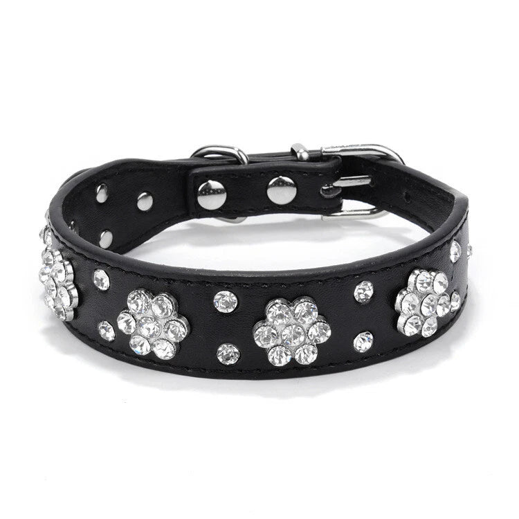 Bloom Rhinestone Flower Collar – Black