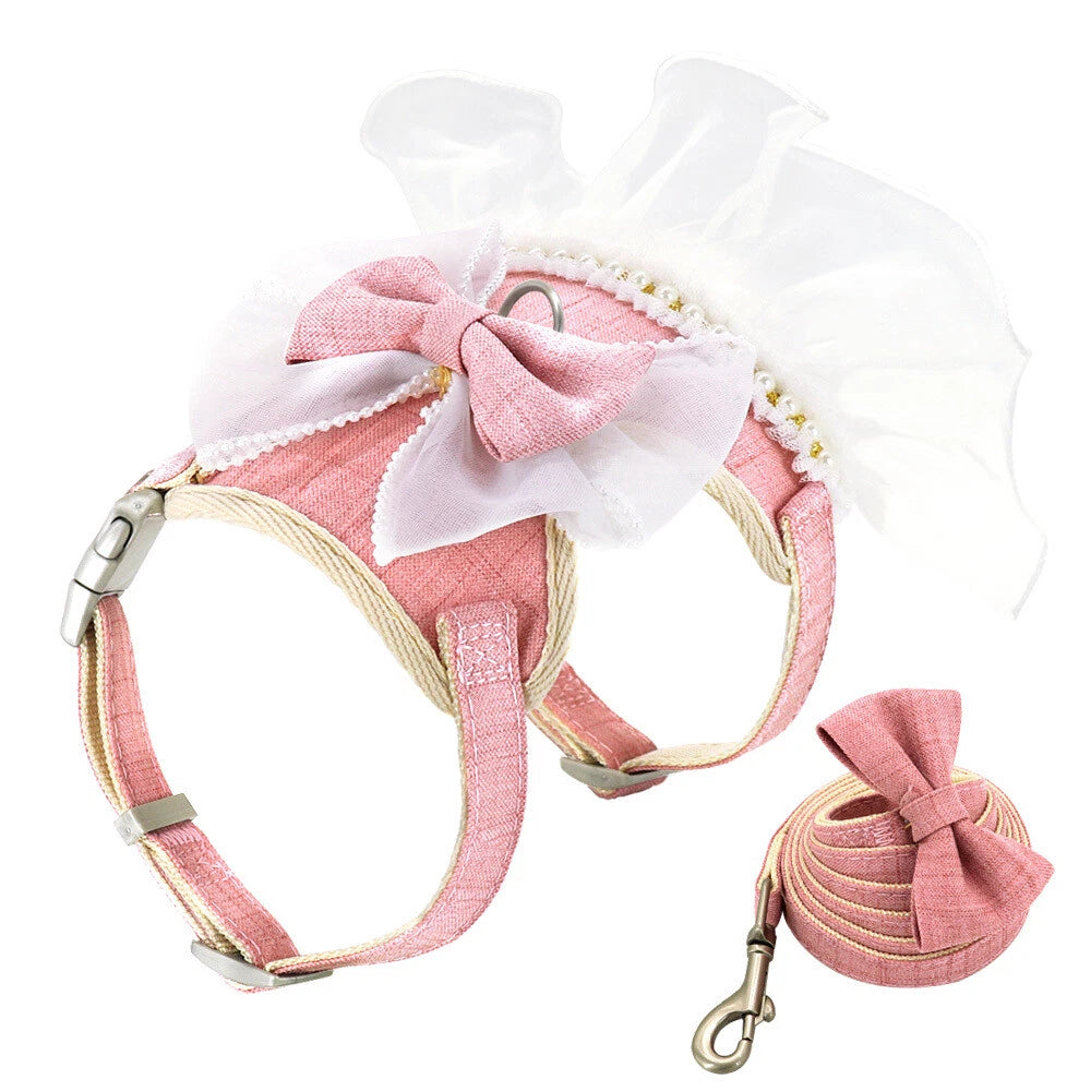 Pink Ruffle Pet Harness Dress & Leash Set