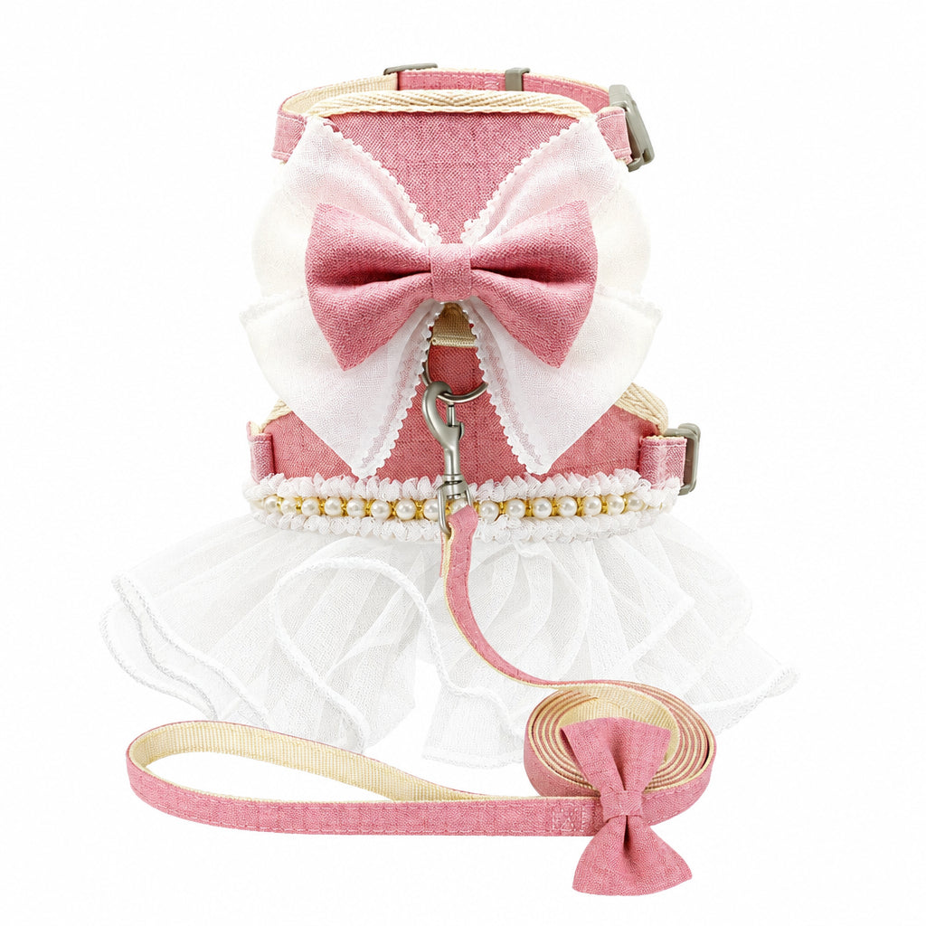 Pink Ruffle Pet Harness Dress & Leash Set