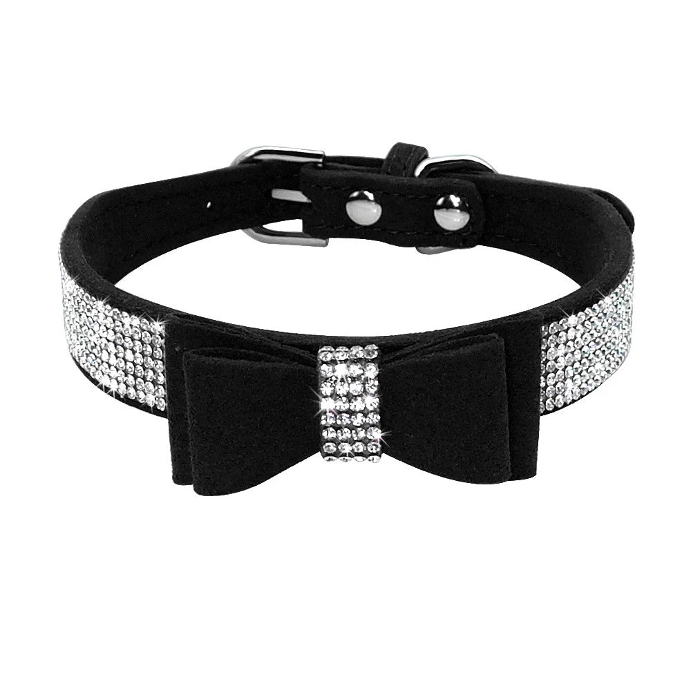 Black Crystal Bow Dog & Cat Collar