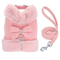 Pink Plush Bow Dog Harness & Leash Set