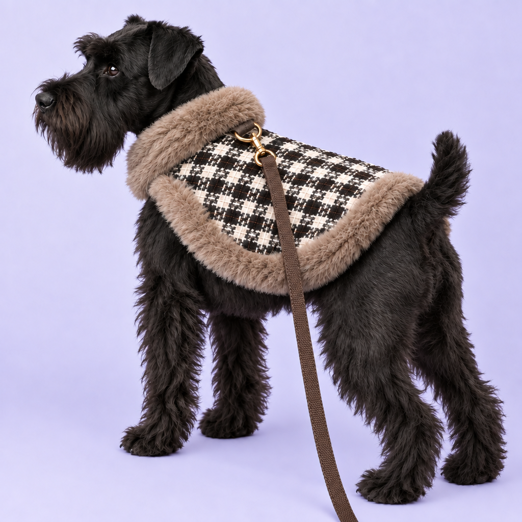 Schnauzer with brown leash