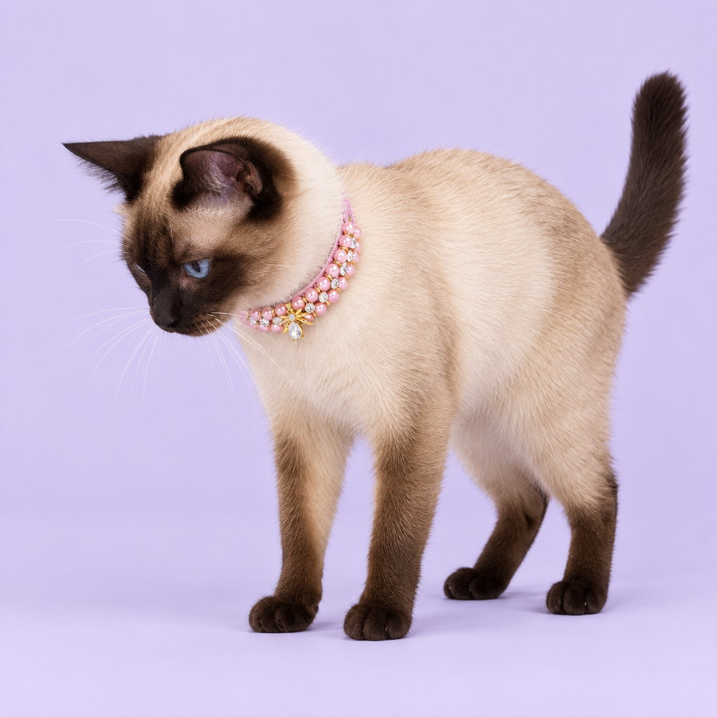 Siamese cat looking down