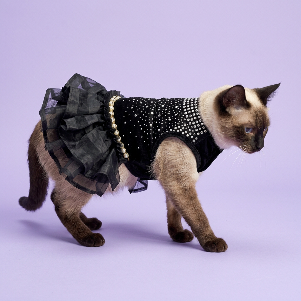 Siamese cat taking a gentle step
