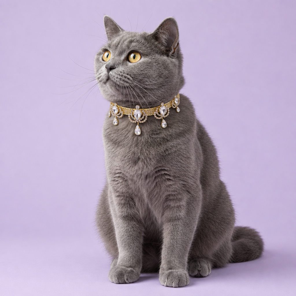 Silver-grey tabby British Shorthair sitting and gazing upward