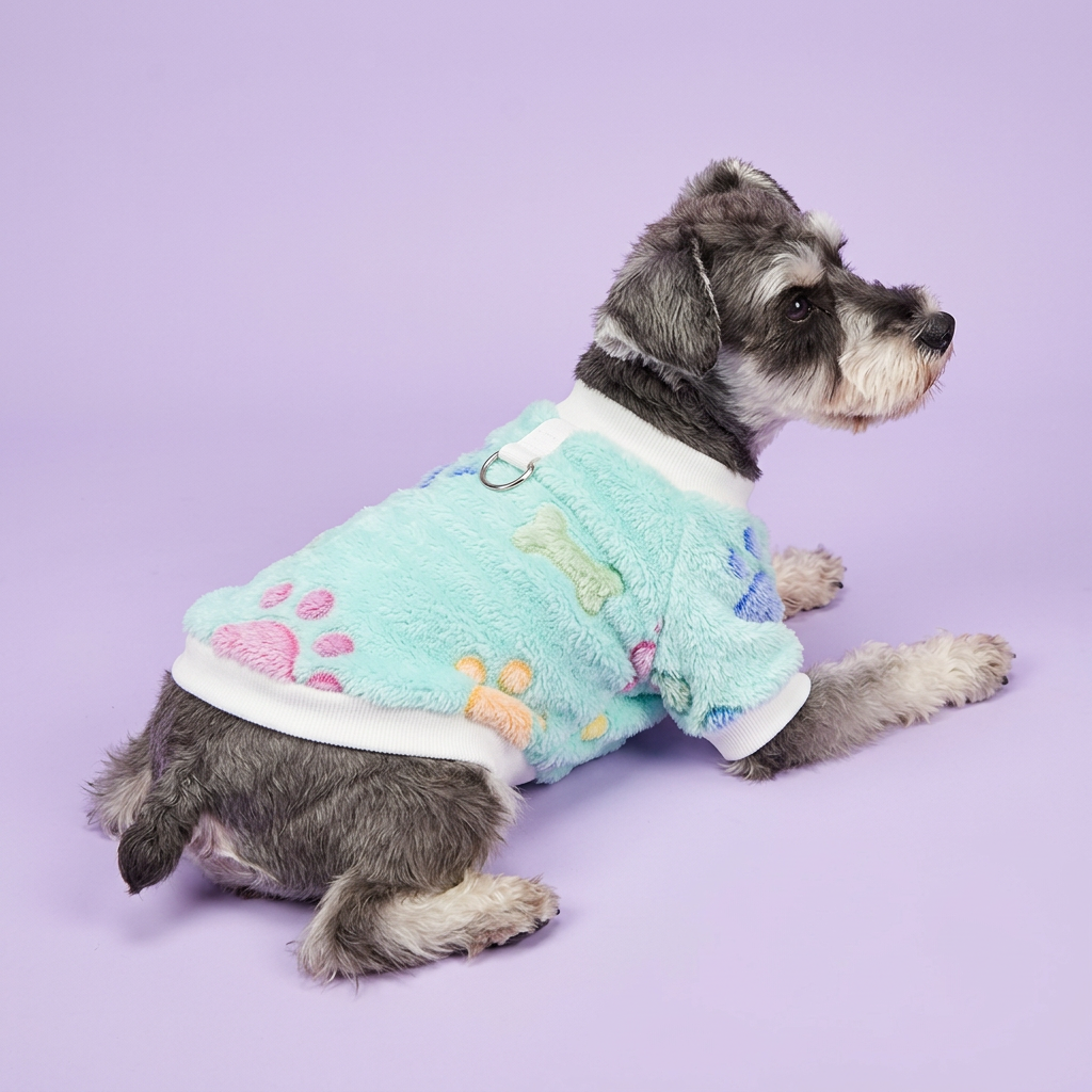 Silver miniature Schnauzer lounging