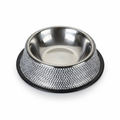 Silver rhinestone single bowl on white background
