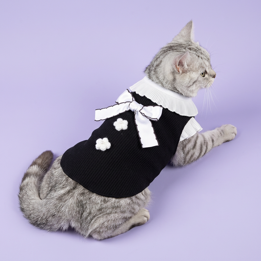 Silver tabby lounging in the black top