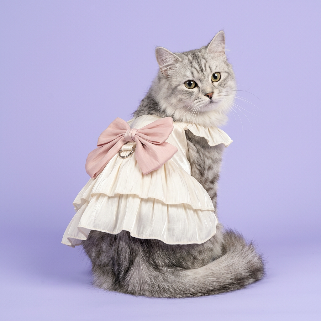 Silver tabby showing the dusty-pink back bow