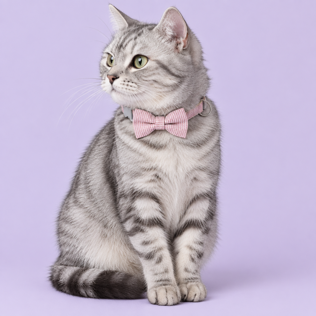 Silver tabby sitting sideways