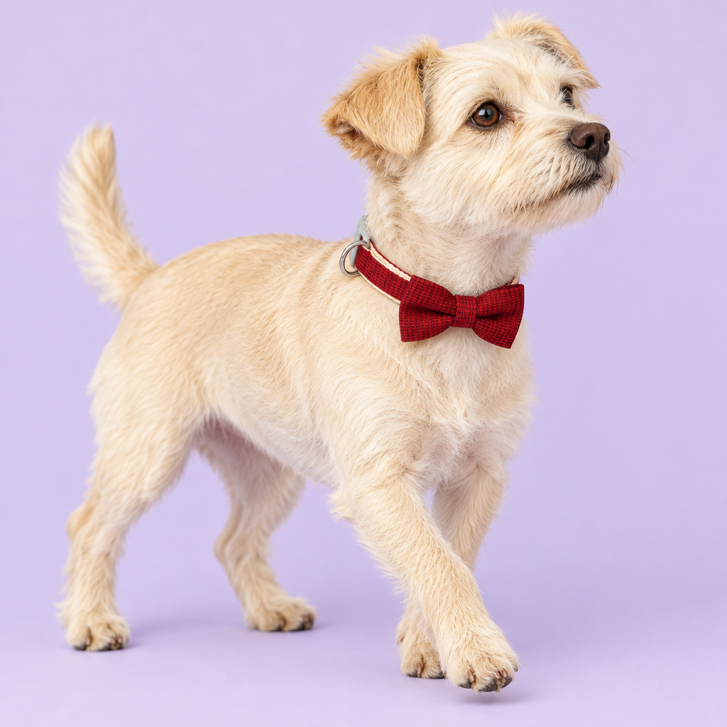 Small terrier taking a step