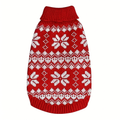 Snowflake dog sweater in a slightly brighter Christmas red