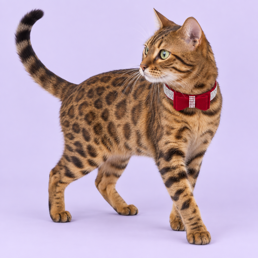 Spotted Bengal walking forward while glancing back