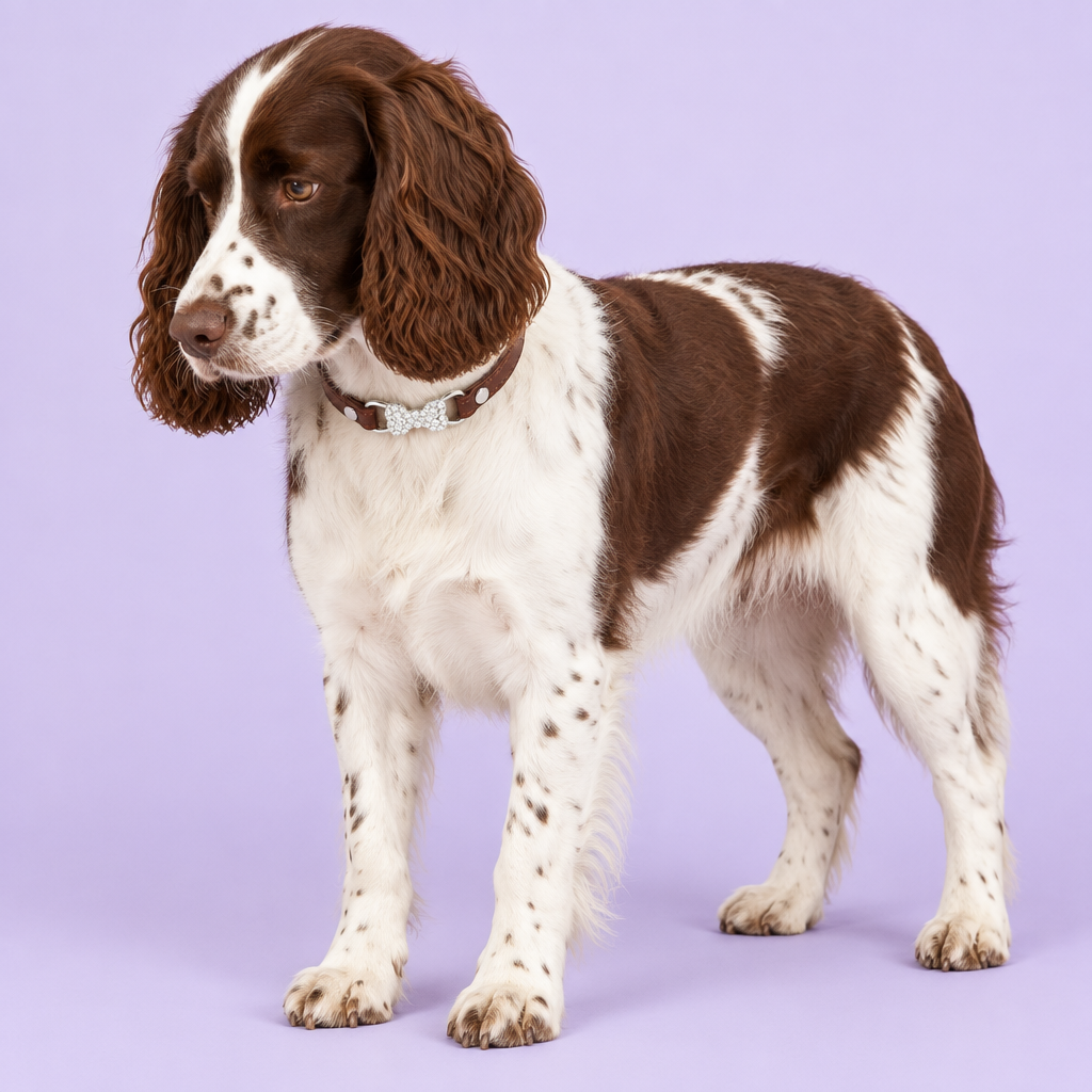 Springer spaniel with brown collar