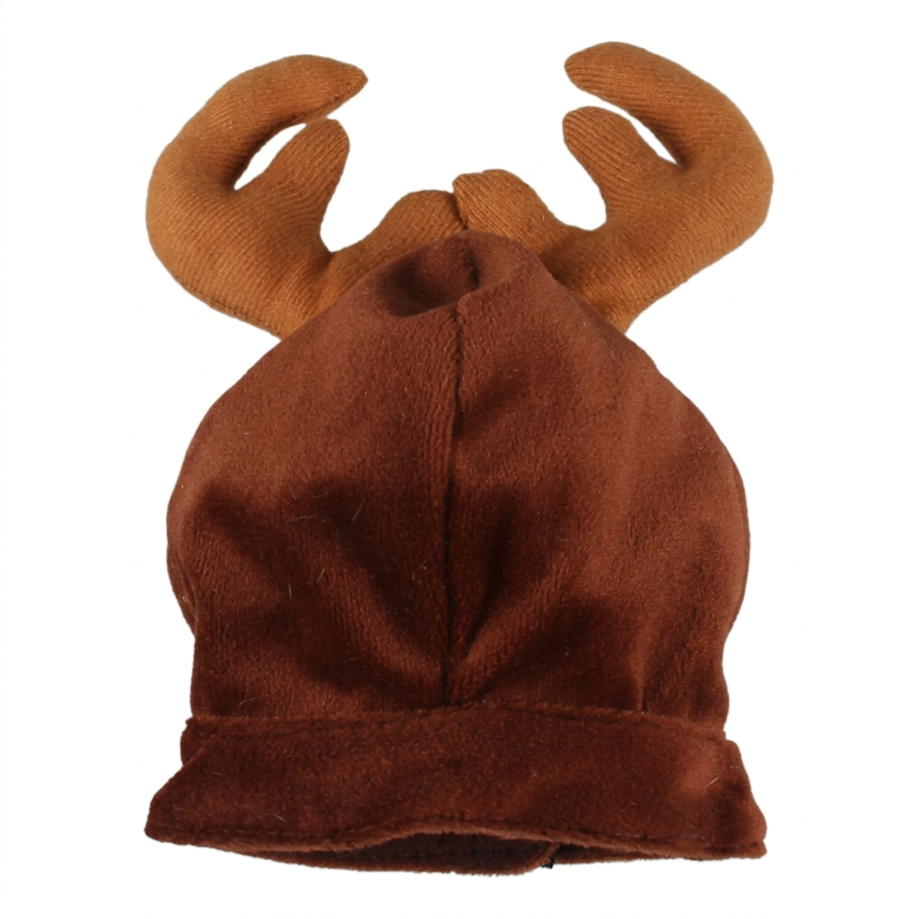 Square back-view reindeer hood photo with lint and hair cleanup