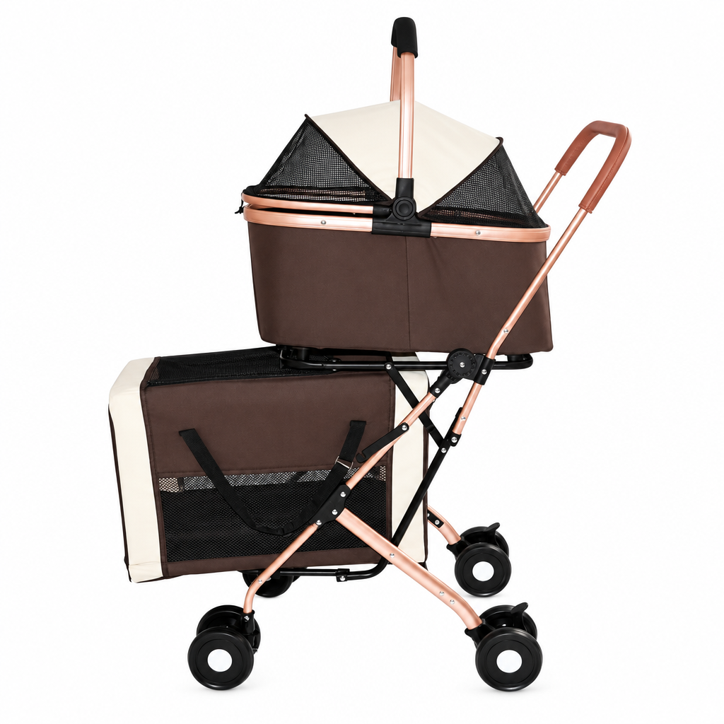 Square brown and cream stroller side view