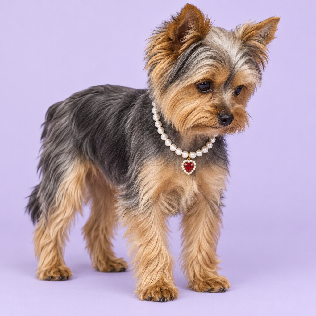Steel-grey and gold Yorkshire Terrier