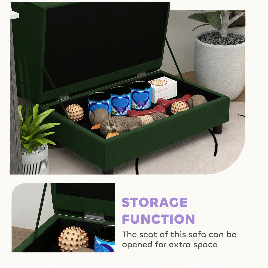 Storage function graphic with lavender headline