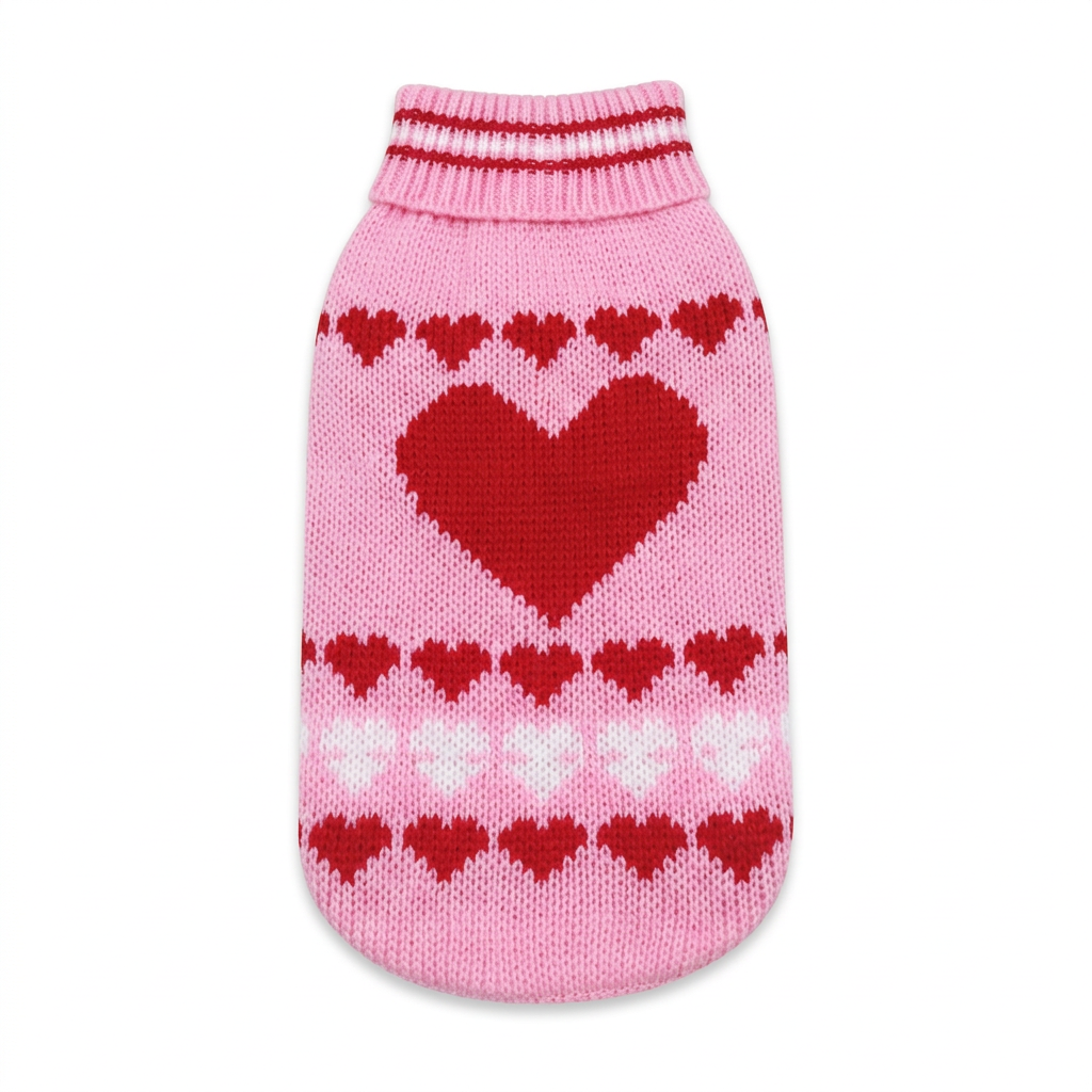 Straightened pink heart sweater