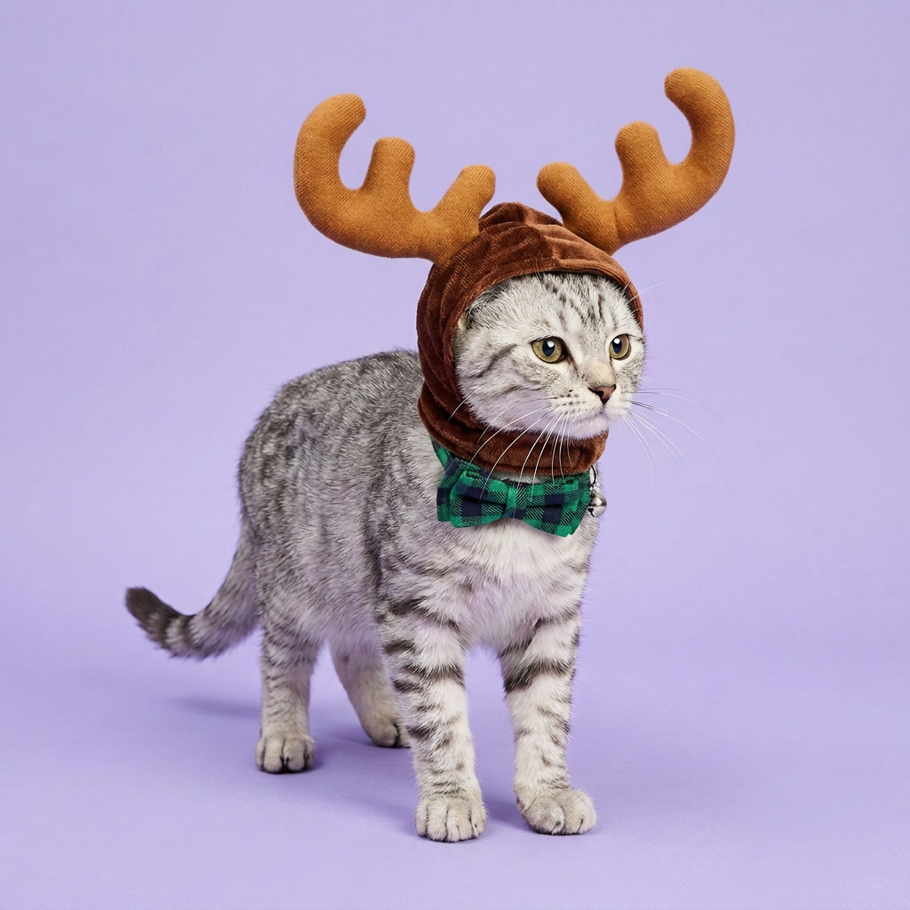Tabby cat with darker antlers