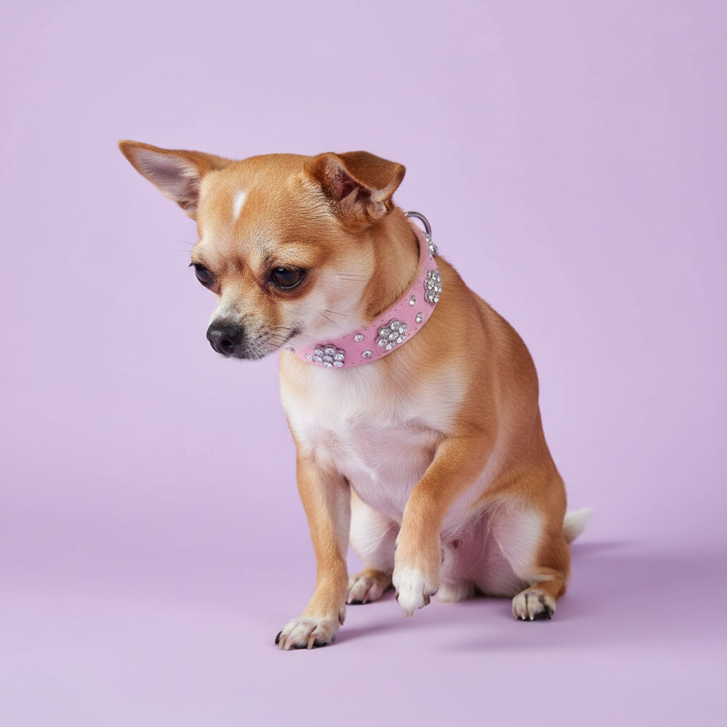Tan Chihuahua - Pink Collar Signature Edit