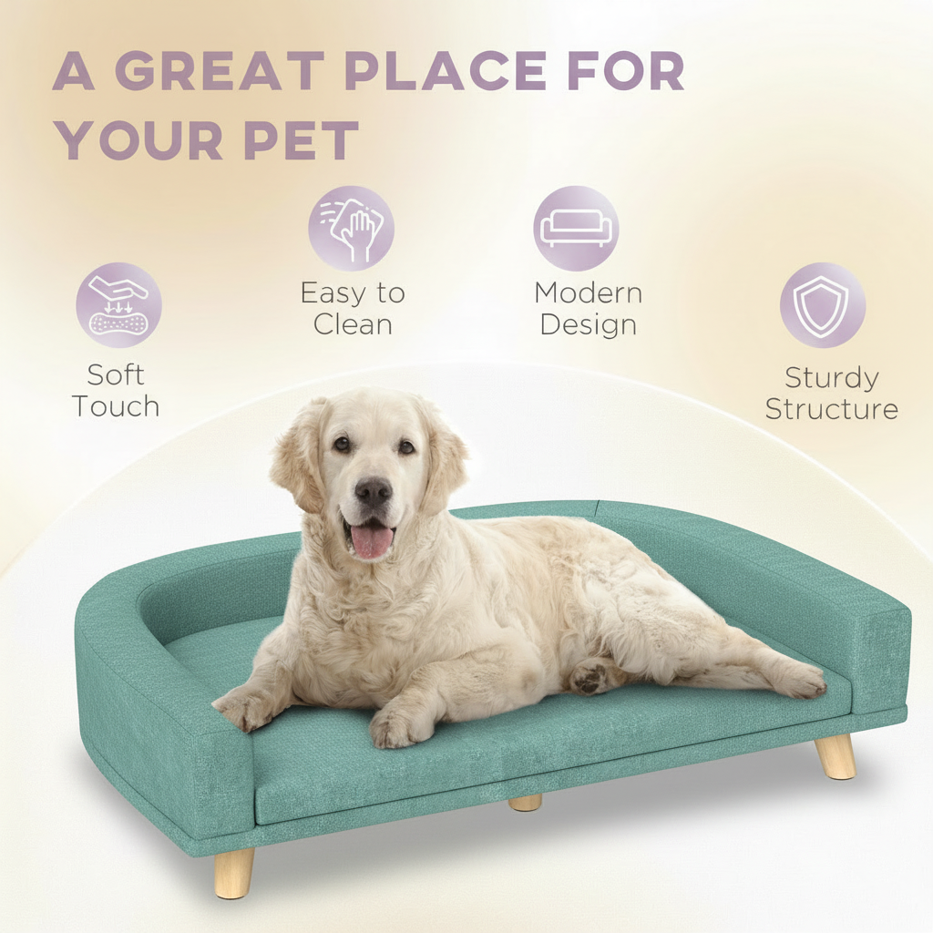 Teal green pet couch feature graphic