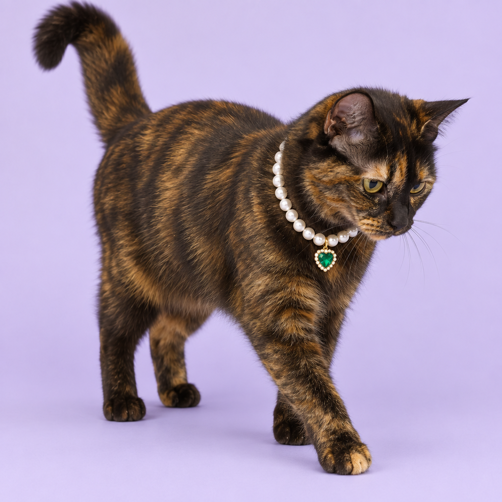 Tortoiseshell cat walking