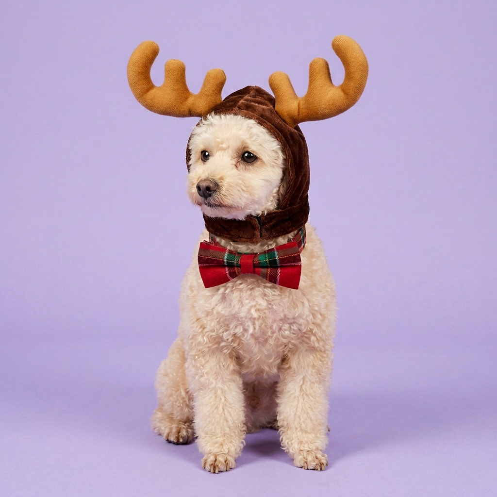 Toy poodle with darker antlers