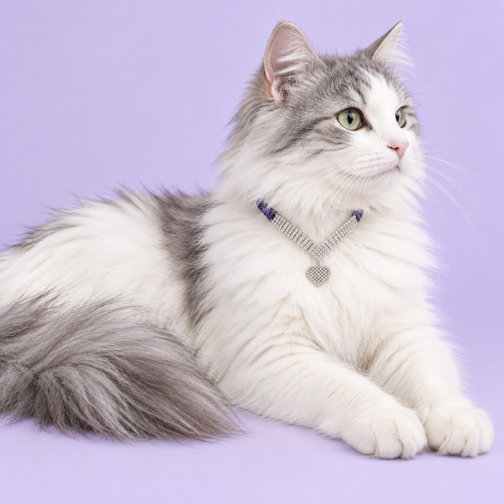 Turkish Angora reclining and looking off to the right