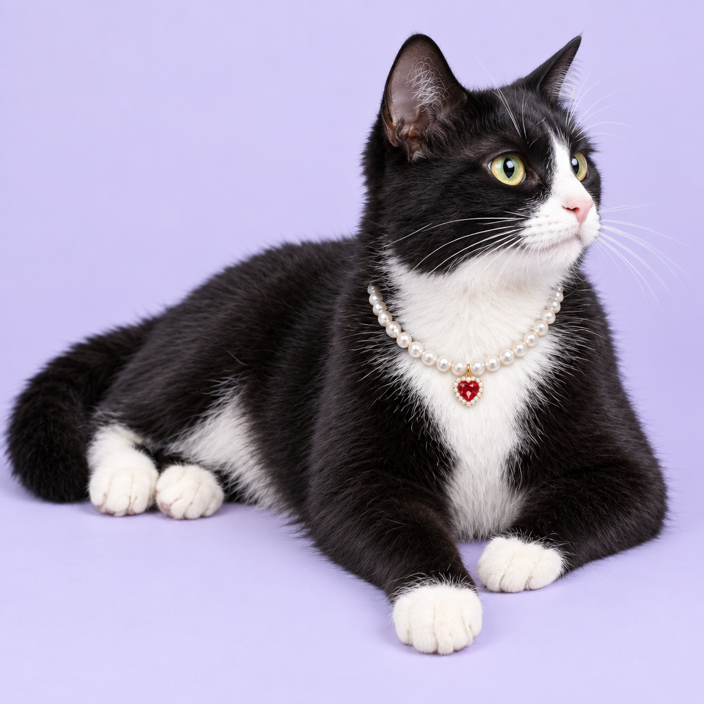 Tuxedo cat reclining