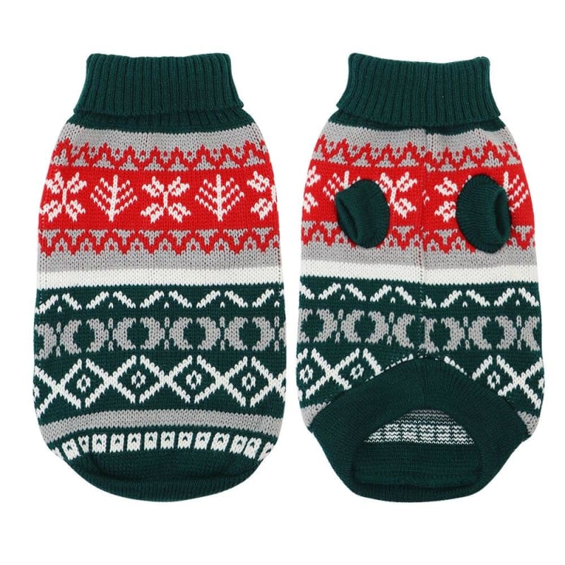 Green Fair Isle Knit Sweater for Dogs & Cats
