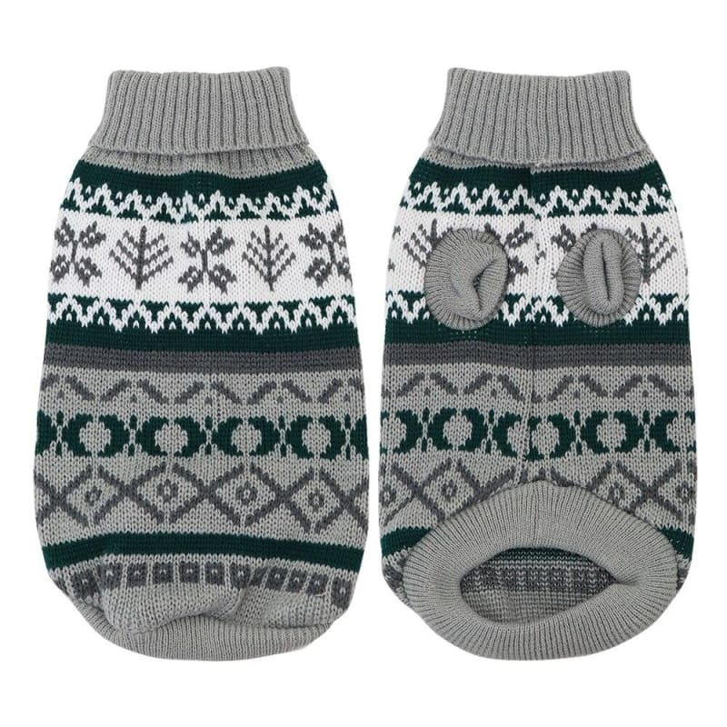 Gray Fair Isle Knit Sweater for Dogs & Cats