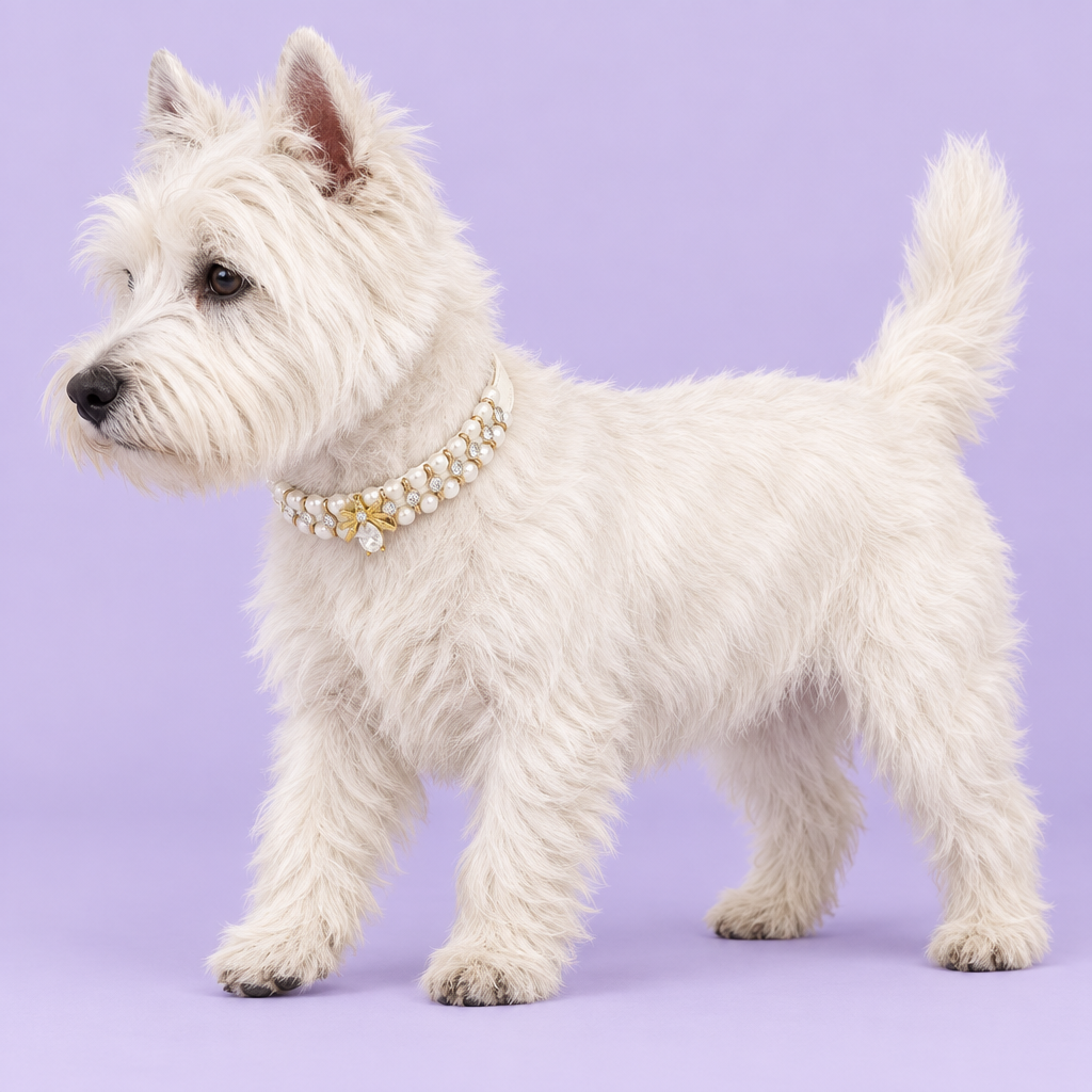 Westie standing in profile