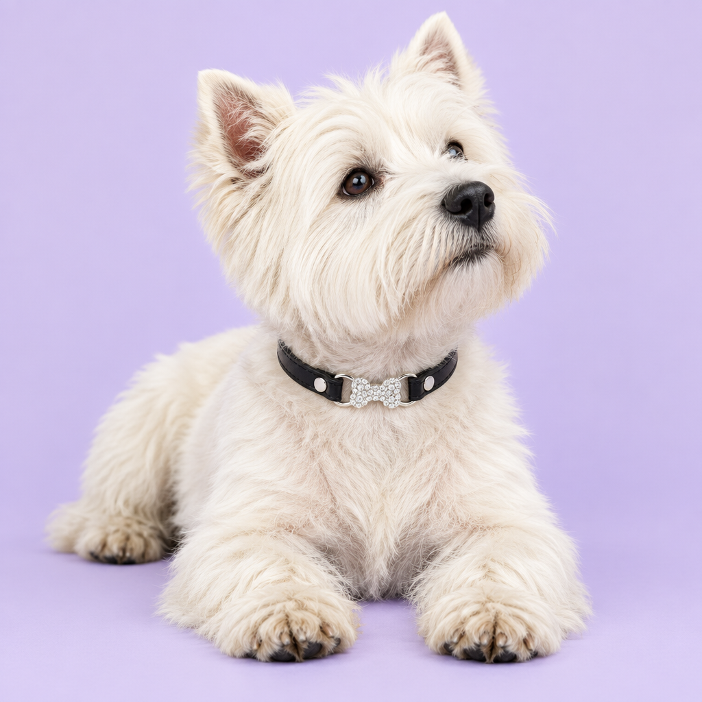 Westie with black collar
