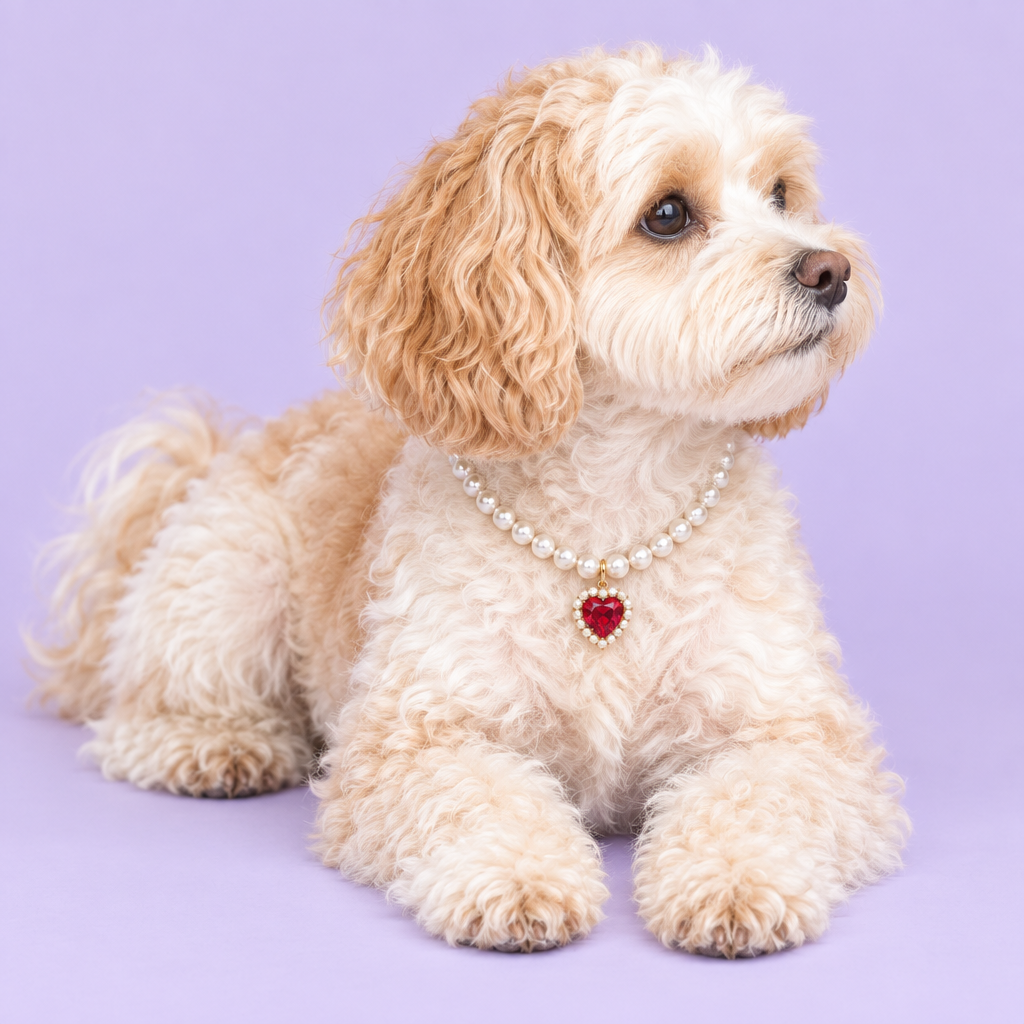 White-and-apricot Maltipoo